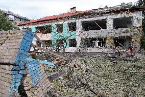 Aftermath of Russian missile attack in Kyivs Holosiivskyi district