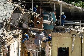 Rescuers Continue To Work At The Okhmatdyt Children's Hospital, Which Was Heavily Damaged By A Russian Missile Strike In Kyiv