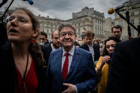 Jean-Luc Melenchon Arrives National Assembly - Paris