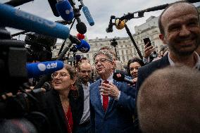 Jean-Luc Melenchon Arrives National Assembly - Paris