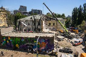 Rescuers Continue To Work At The Okhmatdyt Children's Hospital, Which Was Heavily Damaged By A Russian Missile Strike In Kyiv