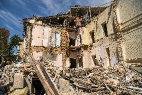 Rescuers Continue To Work At The Okhmatdyt Children's Hospital, Which Was Heavily Damaged By A Russian Missile Strike In Kyiv