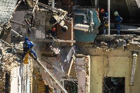 Rescuers Continue To Work At The Okhmatdyt Children's Hospital, Which Was Heavily Damaged By A Russian Missile Strike In Kyiv