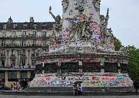 Cleanup After Leftist Rioting Post-Election In Paris