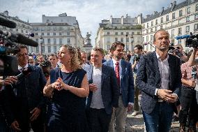 Newly-Elected Members Of Parliament For NFP Arrive At National Assembly - Paris