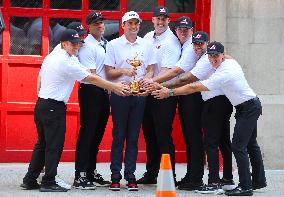 Keegan Bradley Meets FDNY Golf Team - NYC