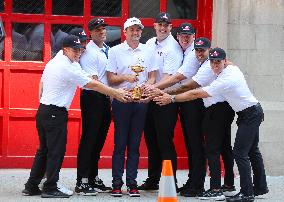 Keegan Bradley Meets FDNY Golf Team - NYC