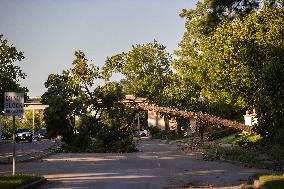 Downed Power Lines And Trees In Houston After Hurricane Beryl