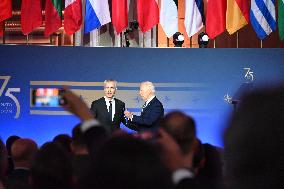 Secretary General Of Nato Jens Stoltenberg Presented With Presidential Medal Of Freedom At NATO 75th Anniversary Celebration