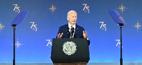 President Of The United States Joe Biden Delivered Remarks On The 75th Anniversary Of NATO