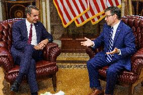 Greek PM Mitsotakis Meets With Speaker Johnson - Washington