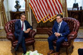 Greek PM Mitsotakis Meets With Speaker Johnson - Washington