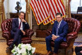 Greek PM Mitsotakis Meets With Speaker Johnson - Washington