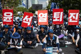 Metalworkers’ Union General Strike Resolution Rally In Seoul