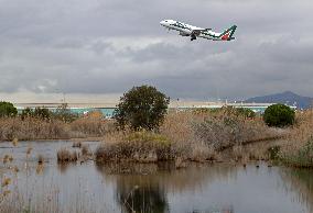 Diverse aircraft taking off