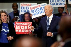 Biden at a meeting of national union leaders at the AFL-CIO - Washington