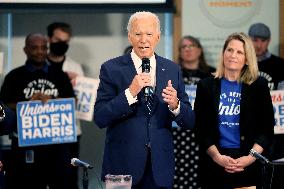 Biden at a meeting of national union leaders at the AFL-CIO - Washington