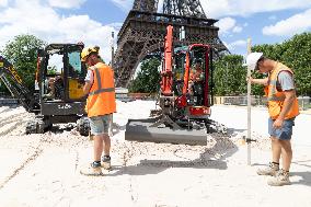 The Eiffel Tower Stadium venue for beach volleyball at the Olympic - Paris