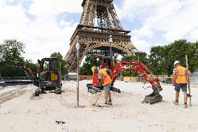 The Eiffel Tower Stadium venue for beach volleyball at the Olympic - Paris