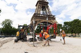 The Eiffel Tower Stadium venue for beach volleyball at the Olympic - Paris