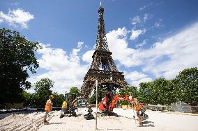 The Eiffel Tower Stadium venue for beach volleyball at the Olympic - Paris