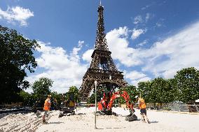 The Eiffel Tower Stadium venue for beach volleyball at the Olympic - Paris