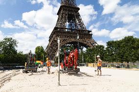 The Eiffel Tower Stadium venue for beach volleyball at the Olympic - Paris