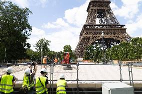 The Eiffel Tower Stadium venue for beach volleyball at the Olympic - Paris