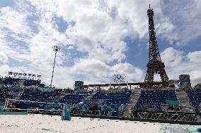 The Eiffel Tower Stadium venue for beach volleyball at the Olympic - Paris