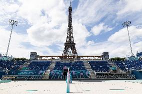 The Eiffel Tower Stadium venue for beach volleyball at the Olympic - Paris