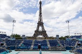 The Eiffel Tower Stadium venue for beach volleyball at the Olympic - Paris