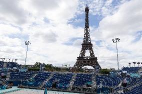 The Eiffel Tower Stadium venue for beach volleyball at the Olympic - Paris