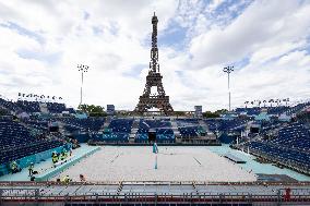 The Eiffel Tower Stadium venue for beach volleyball at the Olympic - Paris