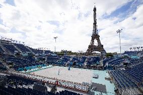 The Eiffel Tower Stadium venue for beach volleyball at the Olympic - Paris