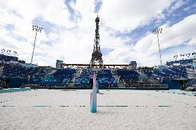 The Eiffel Tower Stadium venue for beach volleyball at the Olympic - Paris