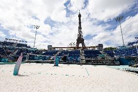 The Eiffel Tower Stadium venue for beach volleyball at the Olympic - Paris