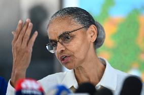 Brazil's Environment And Climate Change Minister Marina Silva Speaks To The Press