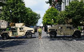 National Guard Units Deployed To The Streets Of Washington DC As Part Of The NATO Summit