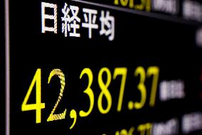 Nikkei stock index tops 42,000 mark for 1st time