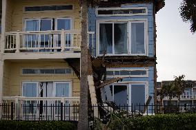 Damage From Hurricane Beryl In Galveston