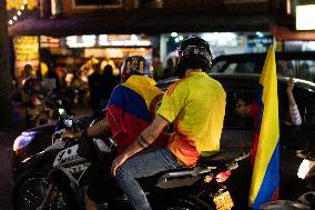 Celebration Of Colombian Fans In Medellin Colombia