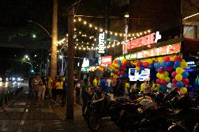 Celebration Of Colombian Fans In Medellin Colombia