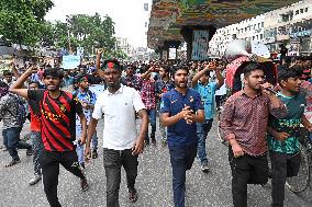 Students Protest During Nationwide Blocked In Dhaka.