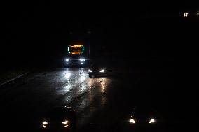 Houston Highway Blacked Out Amid Citywide Power Outages Following Hurricane Beryl