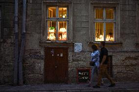 Lviv at night during power cuts