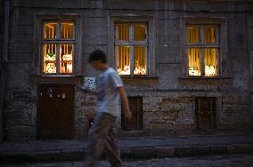 Lviv at night during power cuts