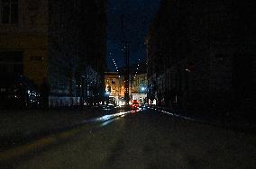 Lviv at night during power cuts