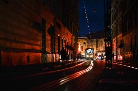 Lviv at night during power cuts