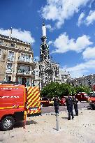 Fire At Rouen Cathedral - France