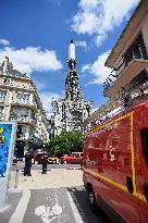 Fire At Rouen Cathedral - France